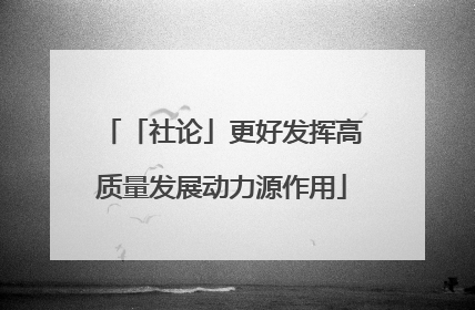 「社论」更好发挥高质量发展动力源作用