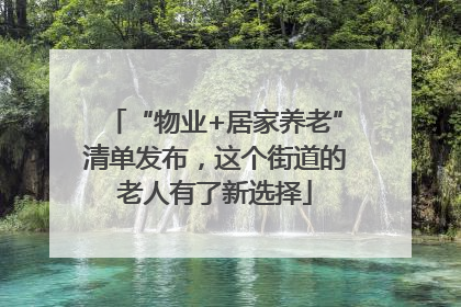 “物业+居家养老”清单发布，这个街道的老人有了新选择