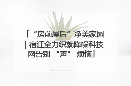 “房前屋后”净美家园｜宿迁全力织就降噪科技网告别 “声” 烦恼