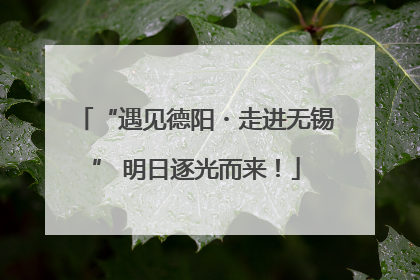 “遇见德阳・走进无锡” 明日逐光而来！