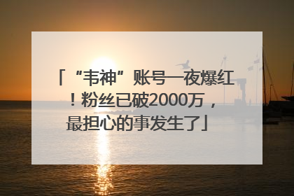 “韦神”账号一夜爆红！粉丝已破2000万，最担心的事发生了