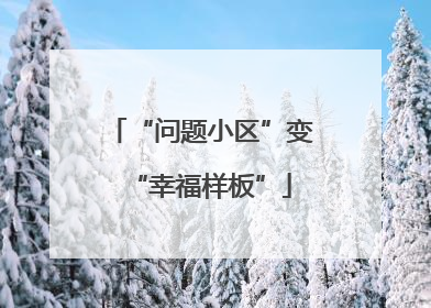 “问题小区”变“幸福样板”