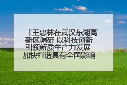 王忠林在武汉东湖高新区调研 以科技创新引领新质生产力发展 加快打造具有全国影响力的科技创新高地