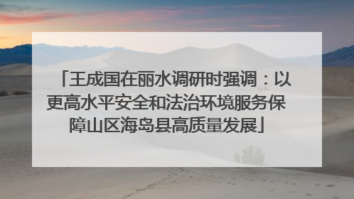 王成国在丽水调研时强调：以更高水平安全和法治环境服务保障山区海岛县高质量发展