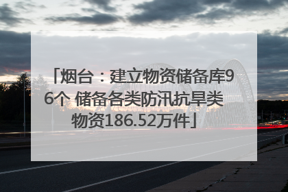 烟台：建立物资储备库96个 储备各类防汛抗旱类物资186.52万件