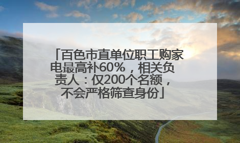 百色市直单位职工购家电最高补60％，相关负责人：仅200个名额，不会严格筛查身份
