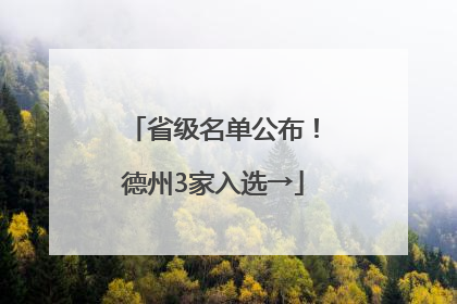 省级名单公布！德州3家入选→