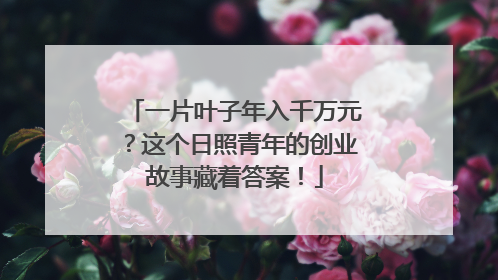 一片叶子年入千万元？这个日照青年的创业故事藏着答案！