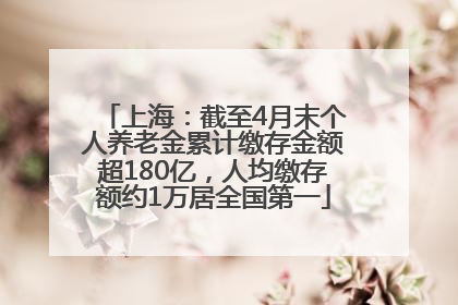 上海：截至4月末个人养老金累计缴存金额超180亿，人均缴存额约1万居全国第一