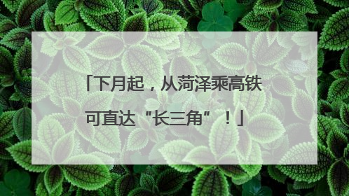 下月起，从菏泽乘高铁可直达“长三角”！