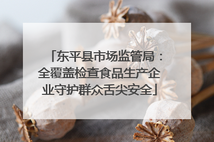 东平县市场监管局：全覆盖检查食品生产企业守护群众舌尖安全