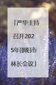 严华主持召开2025年邵阳市林长会议
