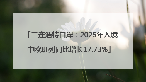 二连浩特口岸：2025年入境中欧班列同比增长17.73%