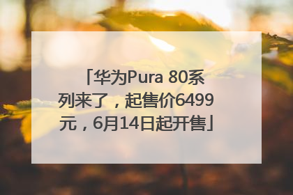 华为Pura 80系列来了，起售价6499元，6月14日起开售