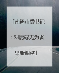 南通市委书记：对庸碌无为者果断调整