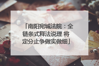 南阳宛城法院：全链条式释法说理 将定分止争做实做细