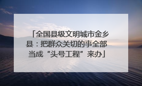 全国县级文明城市金乡县：把群众关切的事全部当成“头号工程”来办