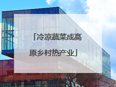 冷凉蔬菜成高原乡村热产业