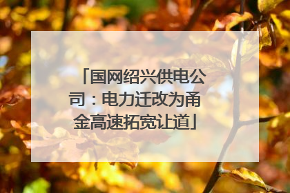 国网绍兴供电公司：电力迁改为甬金高速拓宽让道