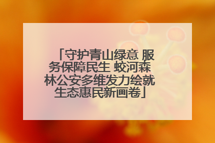 守护青山绿意 服务保障民生 蛟河森林公安多维发力绘就生态惠民新画卷