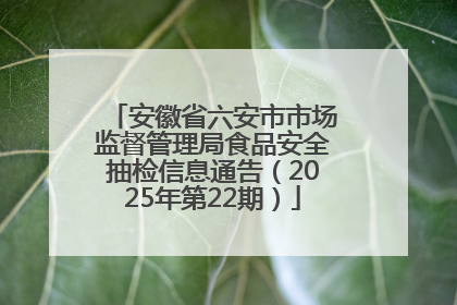安徽省六安市市场监督管理局食品安全抽检信息通告（2025年第22期）