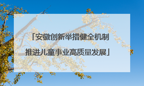 安徽创新举措健全机制 推进儿童事业高质量发展