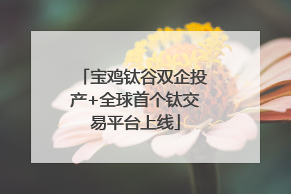 宝鸡钛谷双企投产+全球首个钛交易平台上线