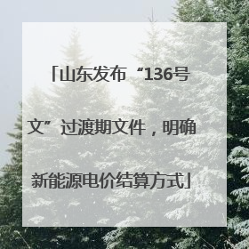 山东发布“136号文”过渡期文件，明确新能源电价结算方式