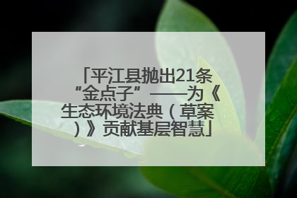 平江县抛出21条“金点子”——为《生态环境法典（草案）》贡献基层智慧
