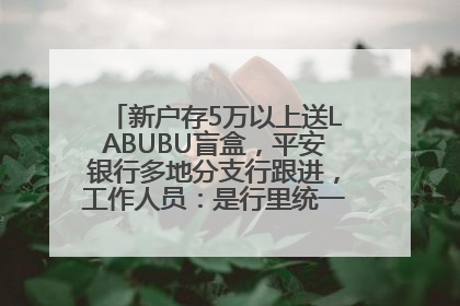 新户存5万以上送LABUBU盲盒，平安银行多地分支行跟进，工作人员：是行里统一的，进货渠道不清楚