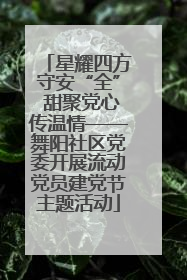 星耀四方守安“全” 甜聚党心传温情——舞阳社区党委开展流动党员建党节主题活动