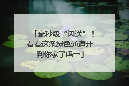 毫秒级“闪送”！看看这条绿色通道开到你家了吗→