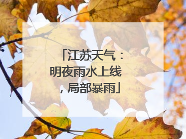 江苏天气：明夜雨水上线，局部暴雨