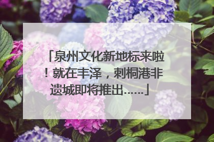 泉州文化新地标来啦！就在丰泽，刺桐港非遗城即将推出……