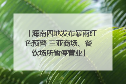 海南四地发布暴雨红色预警 三亚商场、餐饮场所暂停营业
