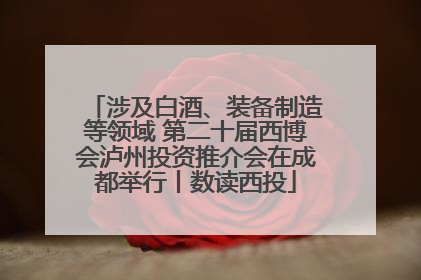 涉及白酒、装备制造等领域 第二十届西博会泸州投资推介会在成都举行丨数读西投