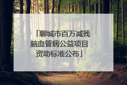 聊城市百万减残脑血管病公益项目资助标准公布