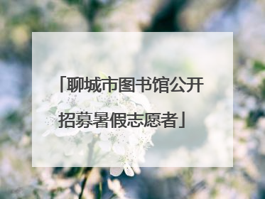 聊城市图书馆公开招募暑假志愿者