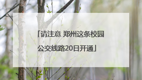 请注意 郑州这条校园公交线路20日开通