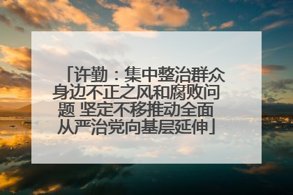 许勤：集中整治群众身边不正之风和腐败问题 坚定不移推动全面从严治党向基层延伸