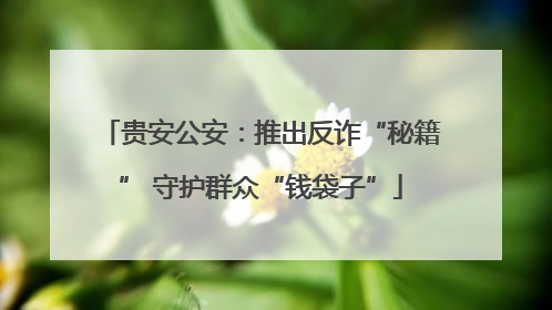 贵安公安：推出反诈“秘籍” 守护群众“钱袋子”