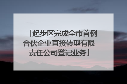 起步区完成全市首例合伙企业直接转型有限责任公司登记业务