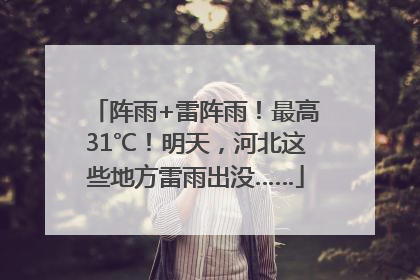 阵雨+雷阵雨！最高31℃！明天，河北这些地方雷雨出没……