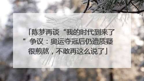 陈梦再谈“我的时代到来了”争议：奥运夺冠后仍遭质疑很煎熬，不敢再这么说了