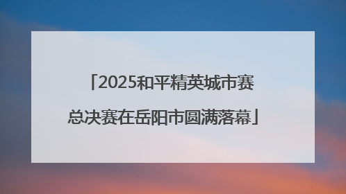 2025和平精英城市赛总决赛在岳阳市圆满落幕