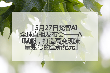 5月27日梵智AI全球直播发布会——AI赋能，打造高变现流量账号的全新纪元