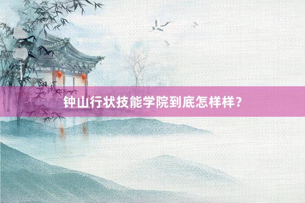 钟山行状技能学院到底怎样样？